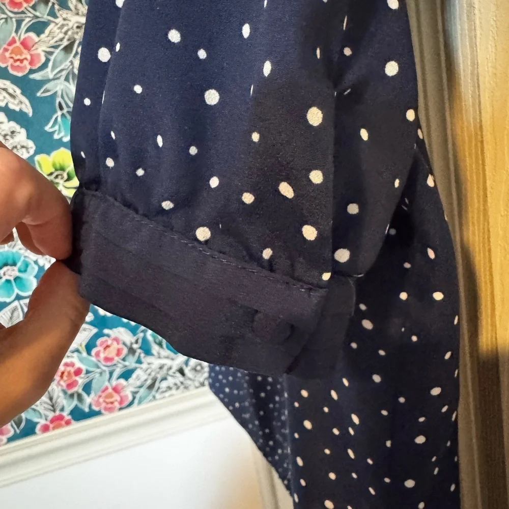 Jason Wu Navy Blue Polka Dot tie-neck blouse small - Picture 6 of 6
